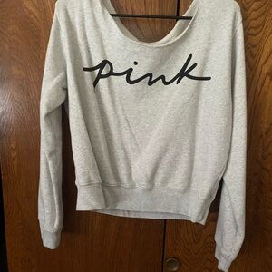 Gray Sweatshirt with Black 'Pink' Logo